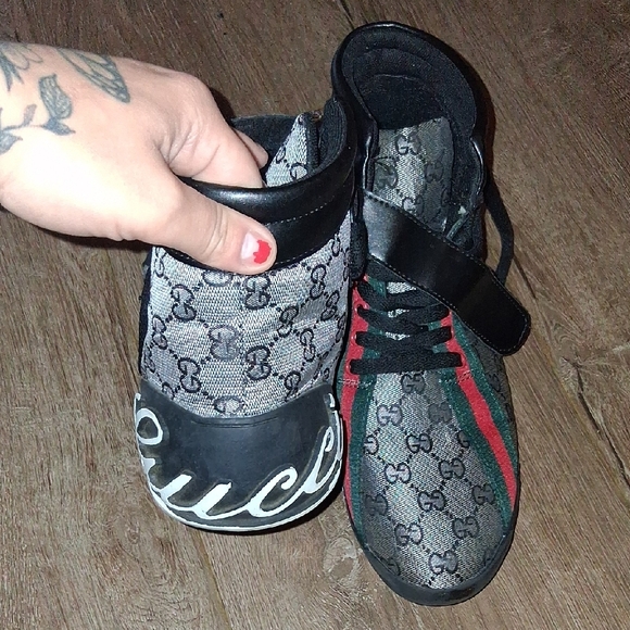 Gucci Mens High-Top Sneakers - Black and Gray - Picture 1 of 4